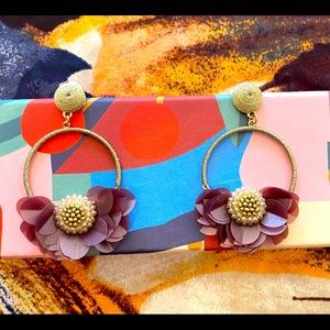 Francescas Flower Rhinestone Purple Earrings